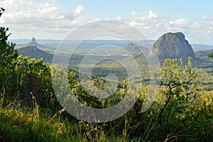 Mountains Tibberoowuccum, Coonowrin, Ngungun and Tibrogargan in