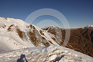 Mountains on top of Roys Peak track in winter, New Zealand