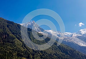 Mountains, trees and sky
