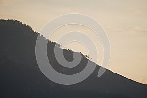 Mountains with trees at sunset in Cirali