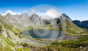 Mountains under the name Dusse Alin in Russian Far East Khabarovsk region. Beautiful Mountain Lake is called the Bear in