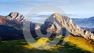 Mountains in Urkiola at sunrise