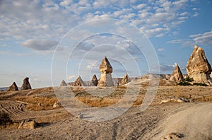 The mountains in the valley of Cappadocia