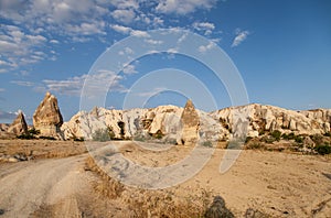 The mountains in the valley of Cappadocia