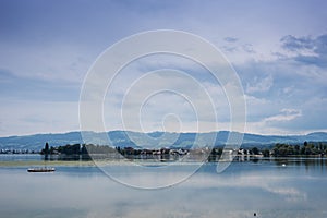 Mountains, valley, lake Constance and peaks landscape