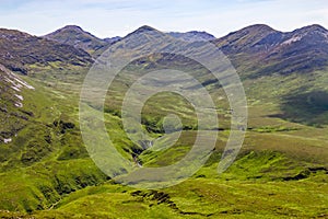 Mountains, valley and river in Letterfrack