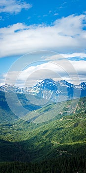 Mountains, Valleys, and Clouds Vertical Panorama