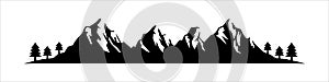 Mountains vector design set. Great mountains vector simple illustration. Highlands with steep hills