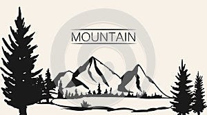 Mountains vector.Mountain range silhouette isolated. Mountain vector illustration photo