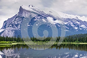 The Mountains and Vermillion Lake at Banff National Park in Alberta Canada