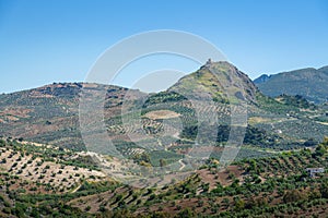 Mountains View from Olvera with the Iron Castle of Pruna - Olvera, Andalusia, Spain photo