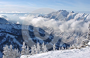 Mountains view from summit of Snowbird resort photo