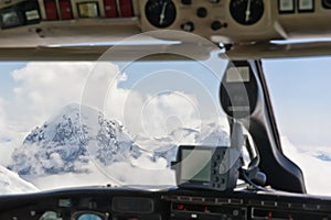 Mountains viewed from cockpit