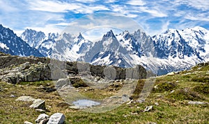 Mountains views in Chamonix-Montblanc range, France photo