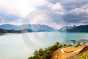 Mountains and water under sunhine in Thailand