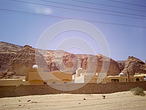 Mountains with white mudd.blue sky