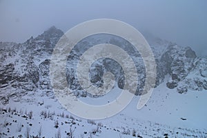 Mountains in Zelene pleso valley in High Tatras