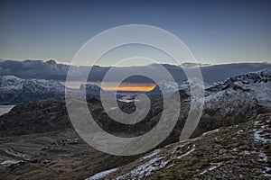 Mountainscape from Yttersandheia in Flakstad island, Lofoten