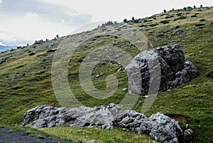 Mountainside with huge rocks