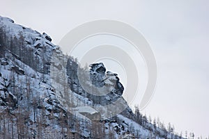 Mountainside with stones. High angle mountain. Mountainside