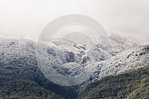 Mountaintop covered in snow