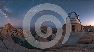 Mountaintop Observatory Under a Starry Sky