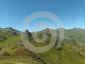 Mountainview Austria Bad Hofgastein with green forest and blue Sky