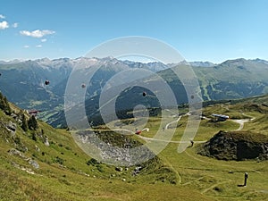 Mountainview Austria Bad Hofgastein with green forest and blue Sky