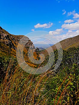 Mountanous landscape with blue sky