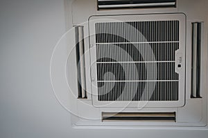 mounted cassette air conditioner on ceiling. ventilation system
