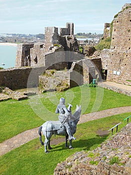 Mounted knight in castle