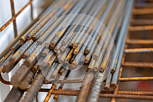 mounting irons on a construction site