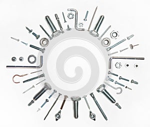 Mounting material of different calibers is laid out in the form of a sun