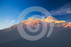 Mounts Annapurna II and IV at Dusk, Nepal photo