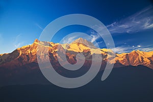 Mounts Annapurna II and IV at Dusk, Nepal