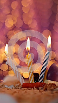 Mourning candle of sadness and longing. Festive fire macro background.