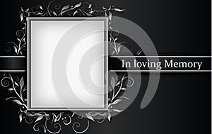 Mourning card with photo frame and 3d floral effect