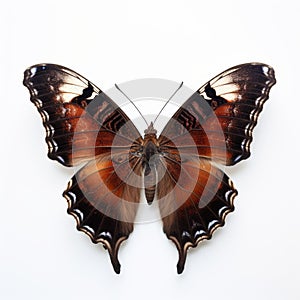 Mourning Cloak Butterfly: Artistic Site-specific Depiction On White Background