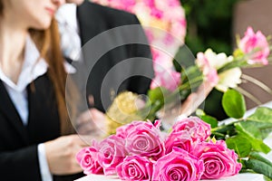 Mourning People at Funeral with coffin