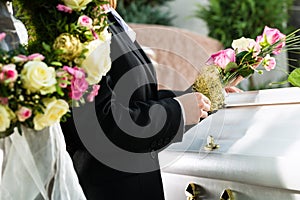 Mourning People at Funeral with coffin