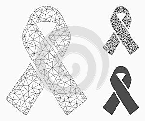 Mourning Ribbon Vector Mesh 2D Model and Triangle Mosaic Icon