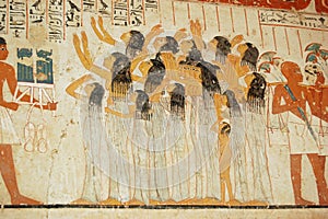 Mourning Women, Ancient Egyptian tomb, Luxor photo