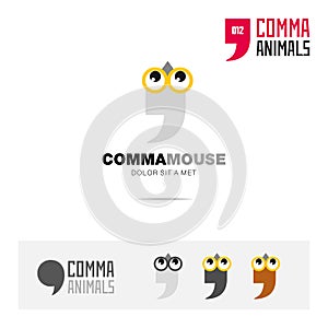 Mouse animal concept icon set and modern brand identity logo template and app symbol based on comma sign