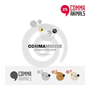 Mouse animal concept icon set and modern brand identity logo template and app symbol based on comma sign