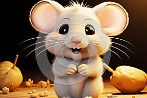 Mouse in animated form entertains with a humorous, expressive countenance