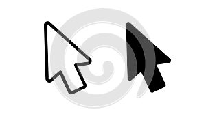 Mouse arrow click. Computer mouse pointer icon. Black cursor isolated on white background. Click here. Link web. Internet