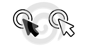 Mouse arrow click. Computer mouse pointer icon. Black cursor isolated on white background. Click here. Link web. Internet
