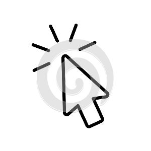 Mouse arrow click. Computer mouse pointer icon. Black cursor isolated on white background. Click here