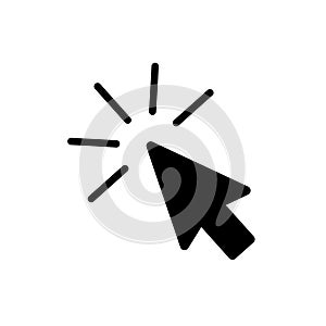 Mouse arrow click. Computer mouse pointer icon. Black cursor isolated on white background. Click here. Link web. Internet