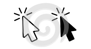 Mouse arrow click. Computer mouse pointer icon. Black cursor isolated on white background. Click here. Link web. Internet